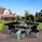 7 Pieces Patio Rattan Dining Furniture Sectional Sofa Set With Wicker Ottoman